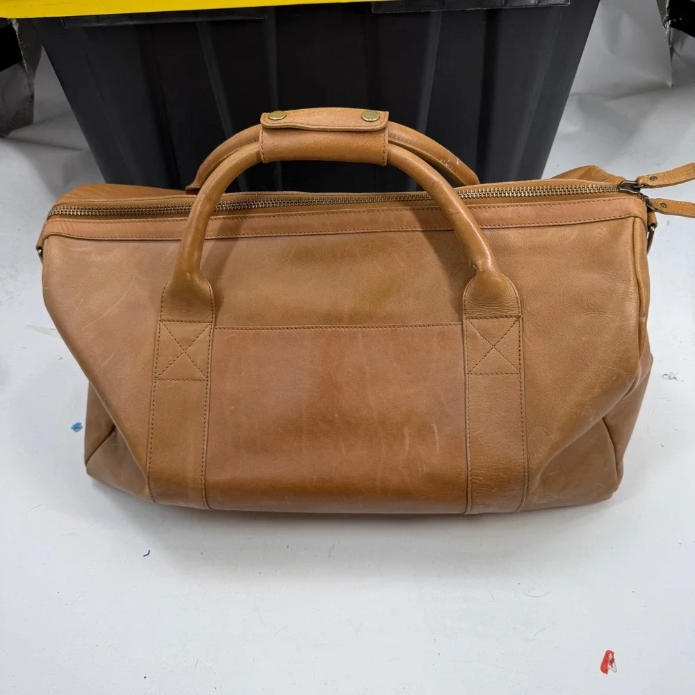 NEW Tecovas Duffle Bag Tan Brown Leather Weekend Travel Large Zip Snap